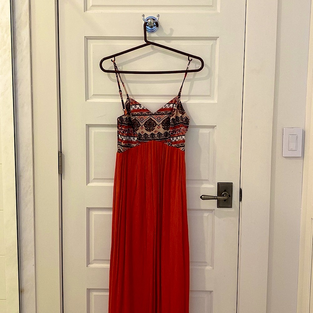 Orange print maxi dress